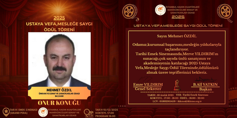 MEHMET ÖZDİL’E “USTAYA VEFA, MESLEĞE SAYGI” ONUR ÖDÜLÜ